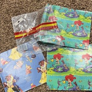 Vintage The Little Mermaid and Beauty and the Beast wrapping paper